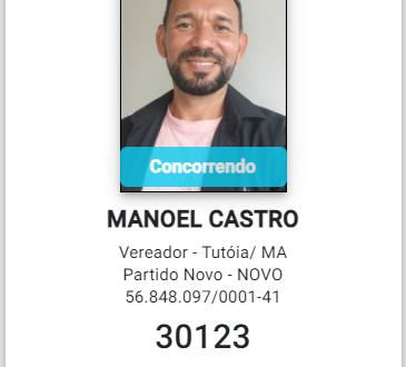 Candidatura a Vereador de Manoel Castro é deferida para as eleições de Tutoia 2024